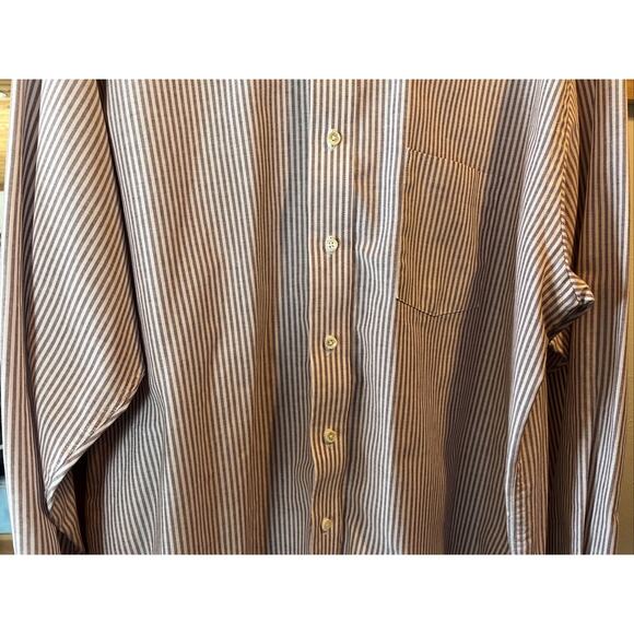 cambridge classics vtg mens 18 34/35 red striped LS button up cotton blend shirt - Picture 9 of 15